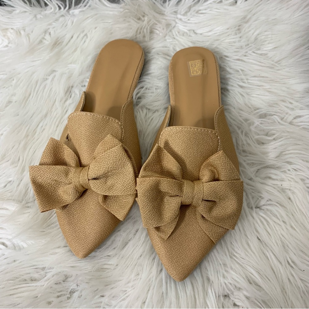 SHEIN Tan Bow Mules